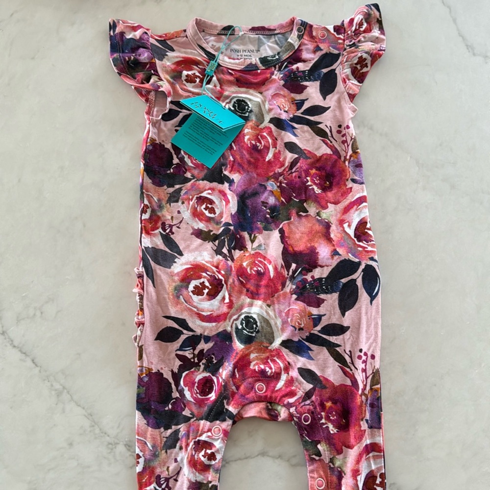 Posh Peanut Ruffled Cap Sleeve Romper